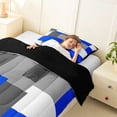 thumbnail image 3 of Homewish Navy Grid Patchwork Twin Comforter Sets,Modern Aesthetic Bedding Set,Black Reversible,2-Piece,1 Comforter and 1 Pillowcase, 3 of 7