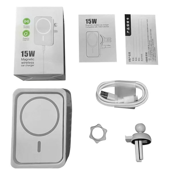 Cargador inalámbrico para teléfono Soporte de ventilación de aire para teléfono móvil de carga rápida Reemplazo de cargador inalámbrico de 15 W para iPhone 12 kenally EL001143-00