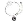 thumbnail image 2 of Delight Jewelry Silvertone Antiqued Round Seal - Initial - G - Silver-tone Flower Link Chain Bracelet, 6.75"+2" Extender, 2 of 4