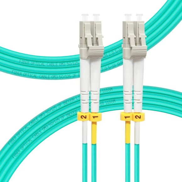 FLYPROFiber Cable de conexión de fibra LC a LC OM3 3M/10 pies Opciones de longitud: 0,2 m-200 m 10 GB Cable de fibra óptica dúplex LC-LC 50/125um multimodo LSZH-3 metros (10 pies) paquete de 4