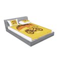 thumbnail image 2 of Ambesonne Saying Fitted Sheet & Pillow Sham Set, Retro Words Bike Summer Art, Queen, Mustard Brown and Red, 2 of 2