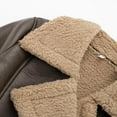thumbnail image 5 of Cropped Fleece Jackets for Women Winter Faux Leather Short Coat Top Warm Long Sleeve Lapel Collar Outerwear (Coffee L), 5 of 6