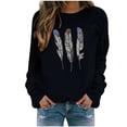 thumbnail image 3 of ZKCCNUK Women's 2025 Autumn Winter Casual Crewneck Feather Sweatshirt Long Sleeve Loose Pullover Tops, 3 of 4