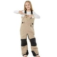 thumbnail image 6 of Letdown Kids Snow Bibs - Girls Boys Snow Pants Ski Bib Overall Waterproof_Windproof Warm for Toddler Little Big Kid Unisex Ski Pants (#02-Khaki,11-12 Years), 6 of 7