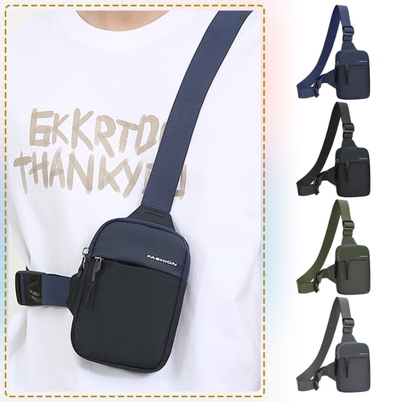 Modstep Mens Mini Crossbody Purse Adjustable Shoulder Strap Zipper Chest Bag Students Sports Phone Pocket for Hiking Travel Black