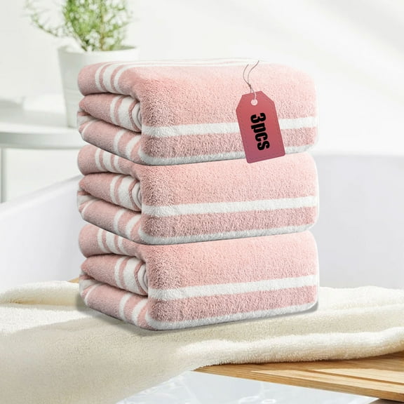 Bxaolu Towels 3 Piece Premium Towel Set, 3Hand Towels, Highly Absorbent Towels for Bathroom, Sports, and Hotel, Pink