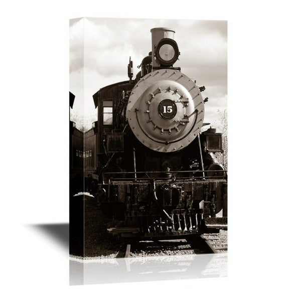 wall26 - Canvas Wall Art - Approaching Train - Gallery Wrap Modern Home Art | Ready to Hang - 32x48 inches