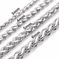 thumbnail image 2 of 3-6mm Men Women 316L Stainless Steel Silver Curb Link Wheat Chain Necklace Gift, 2 of 2