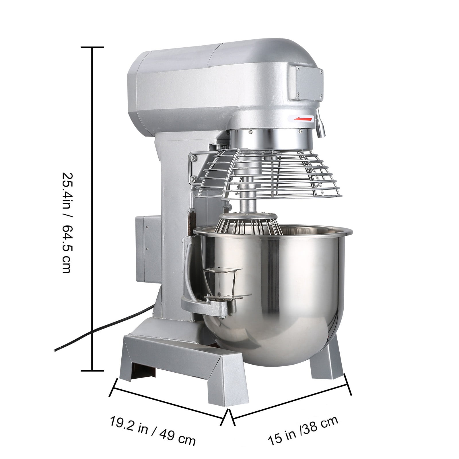 KFFKFF Industrial Kitchen Mixer 15Qt 600W, 3 Variable Speeds 110/178/390 RPM, Robust 110V, Comes with Stainless Steel Bowl, Dough Hooks, Whisk, Beater for Educational Institutions, Bakeries