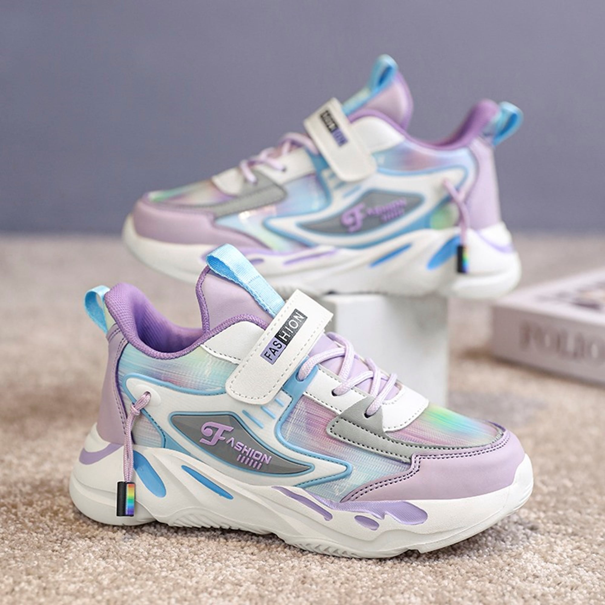 Kids Shoes Boys Girls Sneakers, Comfortable Running Tennis Athletic Shoes for Big Kid Purple
