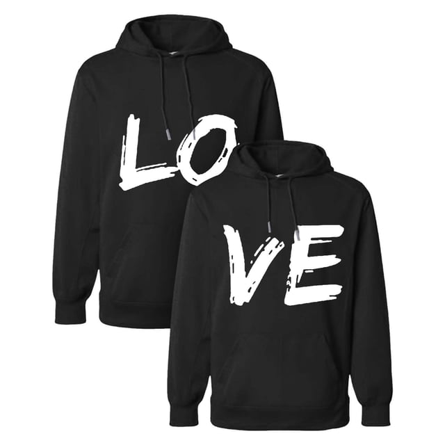 WEAIXIMIUNG Cute Sweatshirts Couple Plus Thick Hooded Letter Print Solid Color Plus Size Hoodie (Women's)