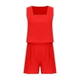 thumbnail image 2 of Yuzhih Women 2 Piece Outfits Sleeveless Square Neck Crop Tops Shorts Lounge Set with Pockets Summer Vacation Clothes, 2 of 3