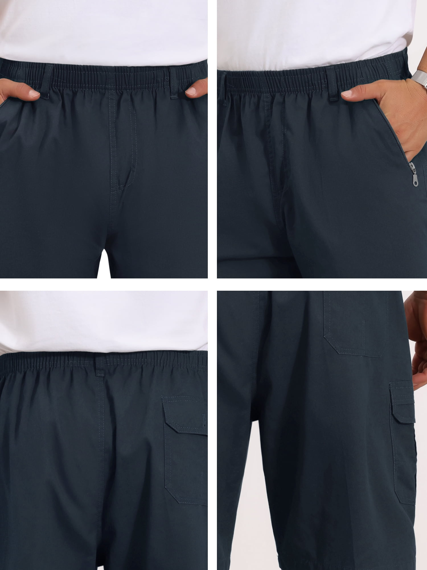 DARING DIVA Men's Cargo Shorts Cotton Zipper Pockets Hiking Short Pants 34 Dark Blue