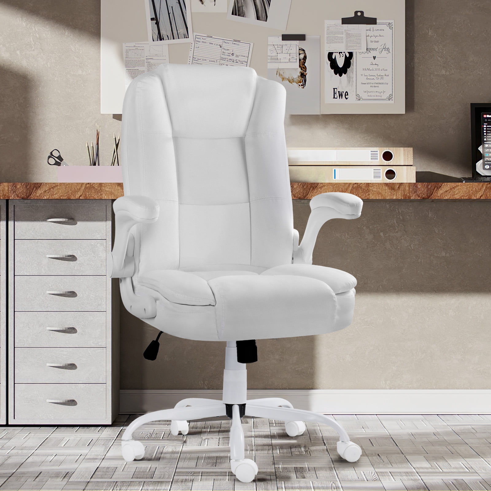 Waleaf Big and Tall Executive Office Chair with Flip-up Arms for Adult,Ergonomic High Back Adjustable Computer Desk chair