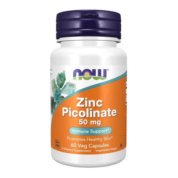 NOW Supplements, Zinc Picolinate 50 mg, Supports Enzyme Functions*, Immune Support*, 60 Veg Capsules
