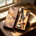 thumbnail image 6 of Tarmeek Steampunk Quill Pen Gift Set with 15ml Ink and 5 Replacement Ink Sacs, Vintage Writing Kit for Journaling, Calligraphy Pen Set for Adults, Feather Pen Gift with Pen Stand, 6 of 7