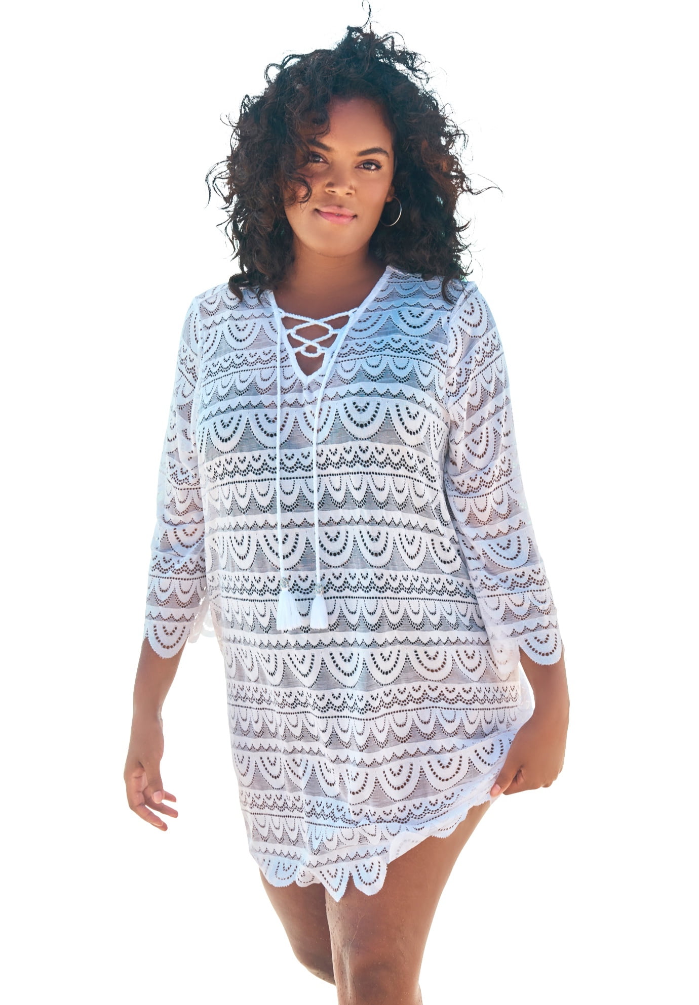 Custom Pattern Plus Size High Low Dress Swimsuit Cover Up for Women