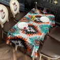 thumbnail image 2 of Rectangle Waterproof Tablecloth 60×102 Inch, Boho Orange Blue Geometry Pattern Reusable Indoor/Outdoor Durable Table Cover for Party Kitchen Dinner Room Decor, 2 of 6