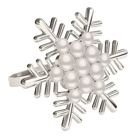 Pack of 6 Snowflake Napkin Rings Pearls/Diamond Napkin Holders Table Decoration