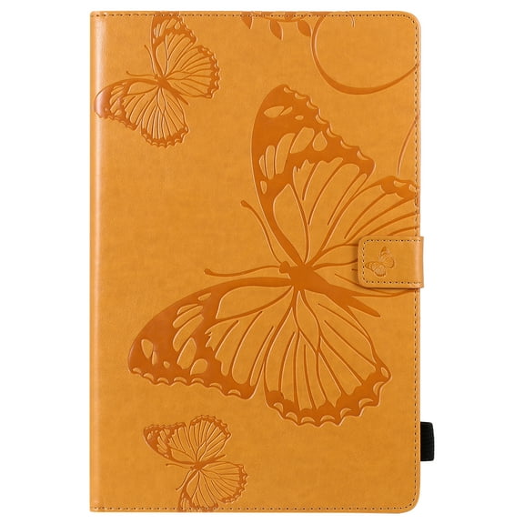 Case for Galaxy Tab A 10.1" 2016 SM-T580/T585, Slim Fit Folio Flip PU Leather Butterfly Embossed Smart Stand Cover Auto Wake/Sleep Shockproof Protection TPU Back Cover, Yellow