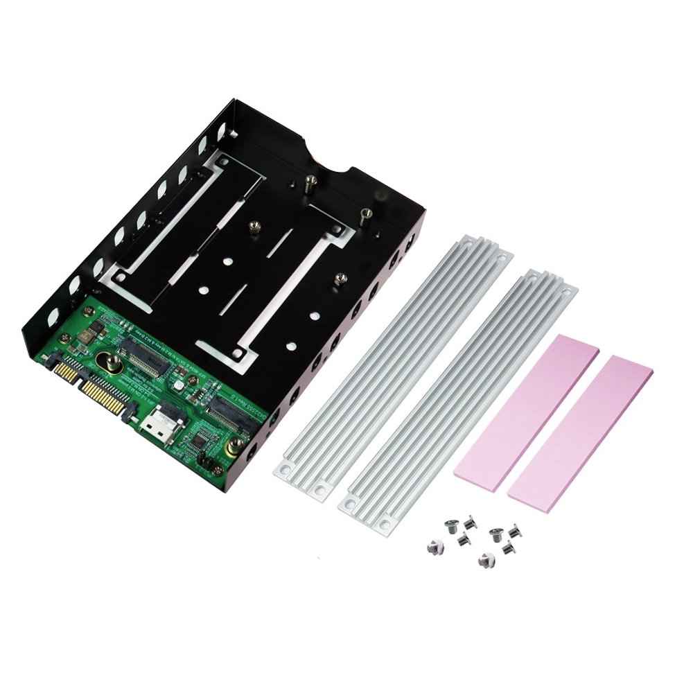3.5 Inch Slimline SAS & SATA to M.2/M.3 NVMe SSD Caddy