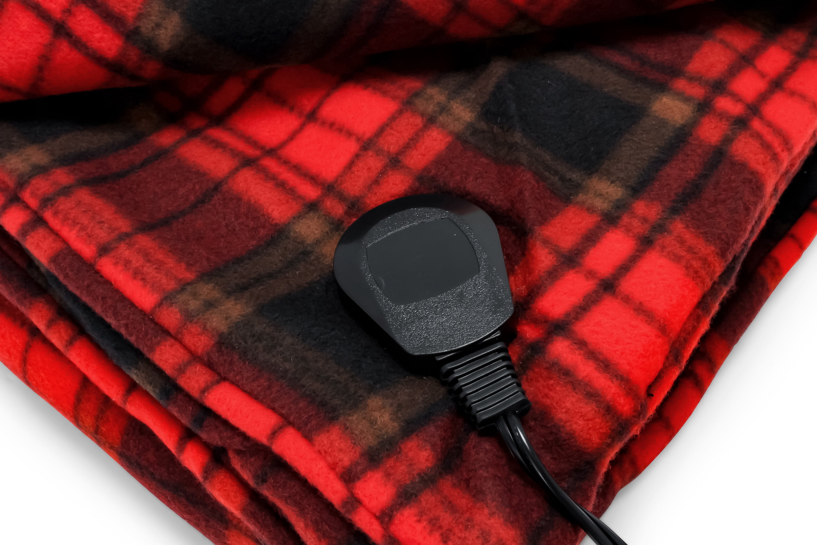 Camco Heated Blanket for Camping and Traveling, 100% Polar Fleece, Red/Black Plaid (42804)