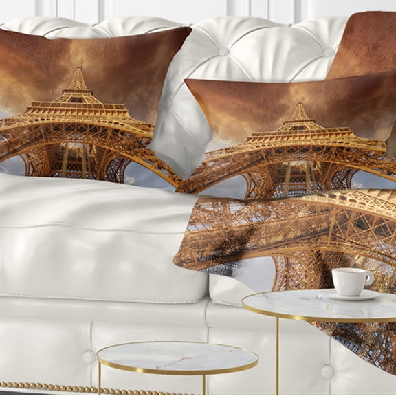 Designart Beautiful View of Paris Paris Eiffel Towerin Paris - Cityscape Throw Pillow - 12x20