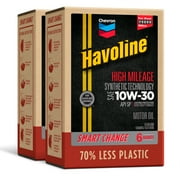 Chevron Havoline High Mileage SynBlend Motor Oil 10W-30, 6 Qt Smart Change Box Case (2-Pack)