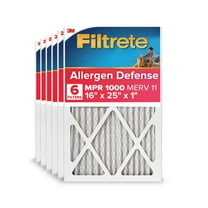 Filtrete 16x25x1 HVAC Furnace Air Filter, MPR 1000 MERV 11, Allergen Defense, 6 Pack