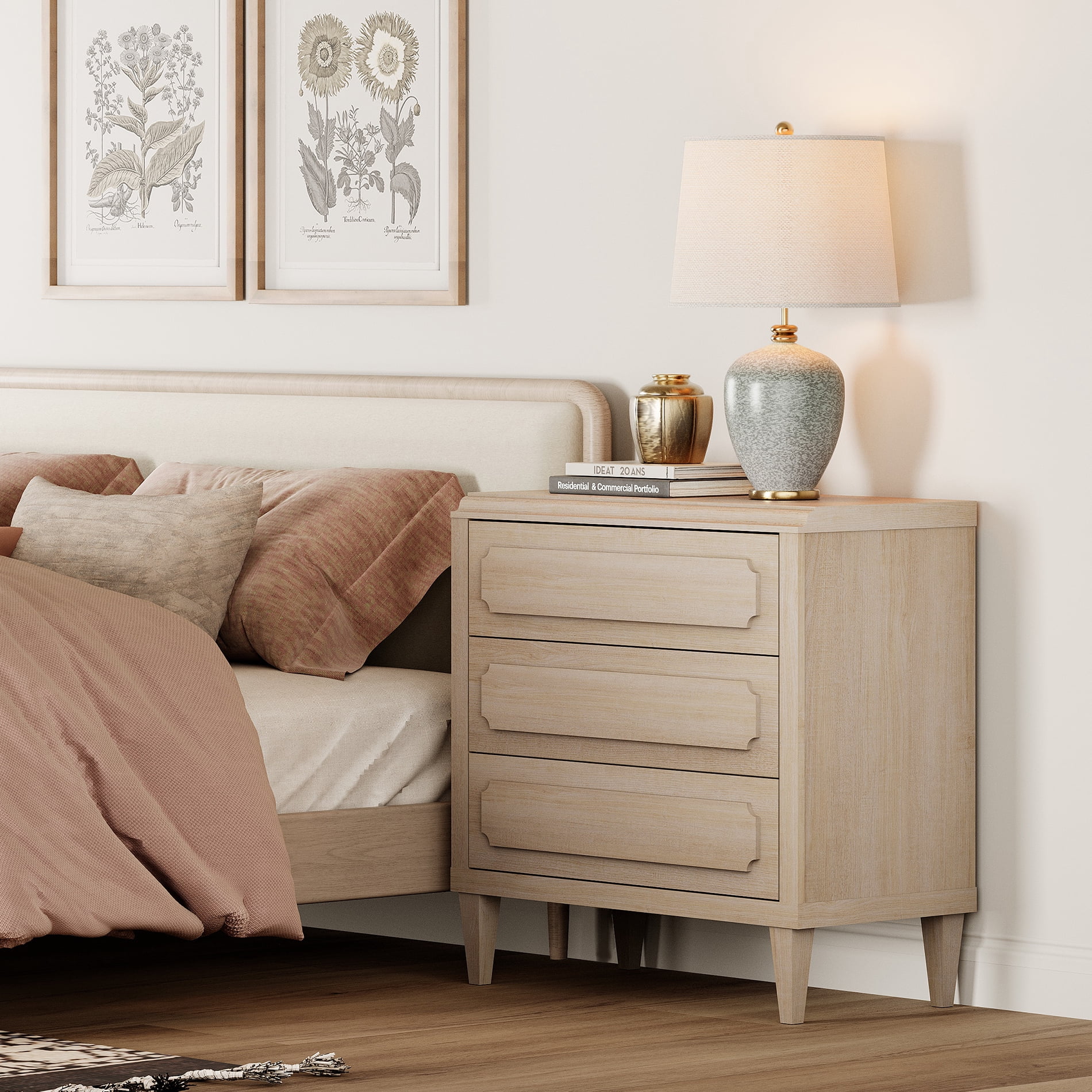 WAMPAT Modern Large Nightstand Set of 2
