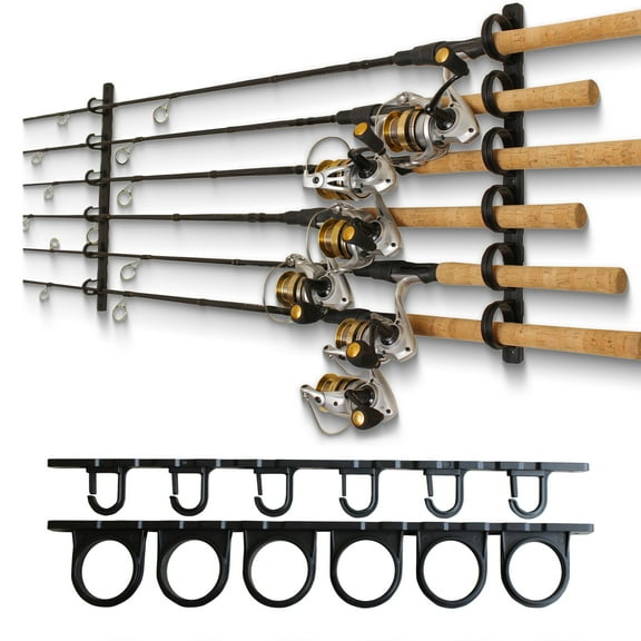 Rush Creek Creations, Ceiling Fishing Rod Holder for 6 Rods, Fishing Pole Holder for Garage Organization and Wall Storage, for Fishing Reels, Fishing Gear, and Fishing Accessories