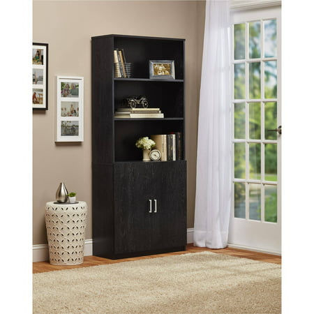 Ameriwood Home 5 Shelf Bookcase With Doors Black Walmart Com