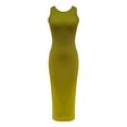 thumbnail image 3 of QUNYINEY Sleeveless Womens Dress Solid Casual Bodycon Dress Split Hem Crew Neck Maxi Sundress, 3 of 4