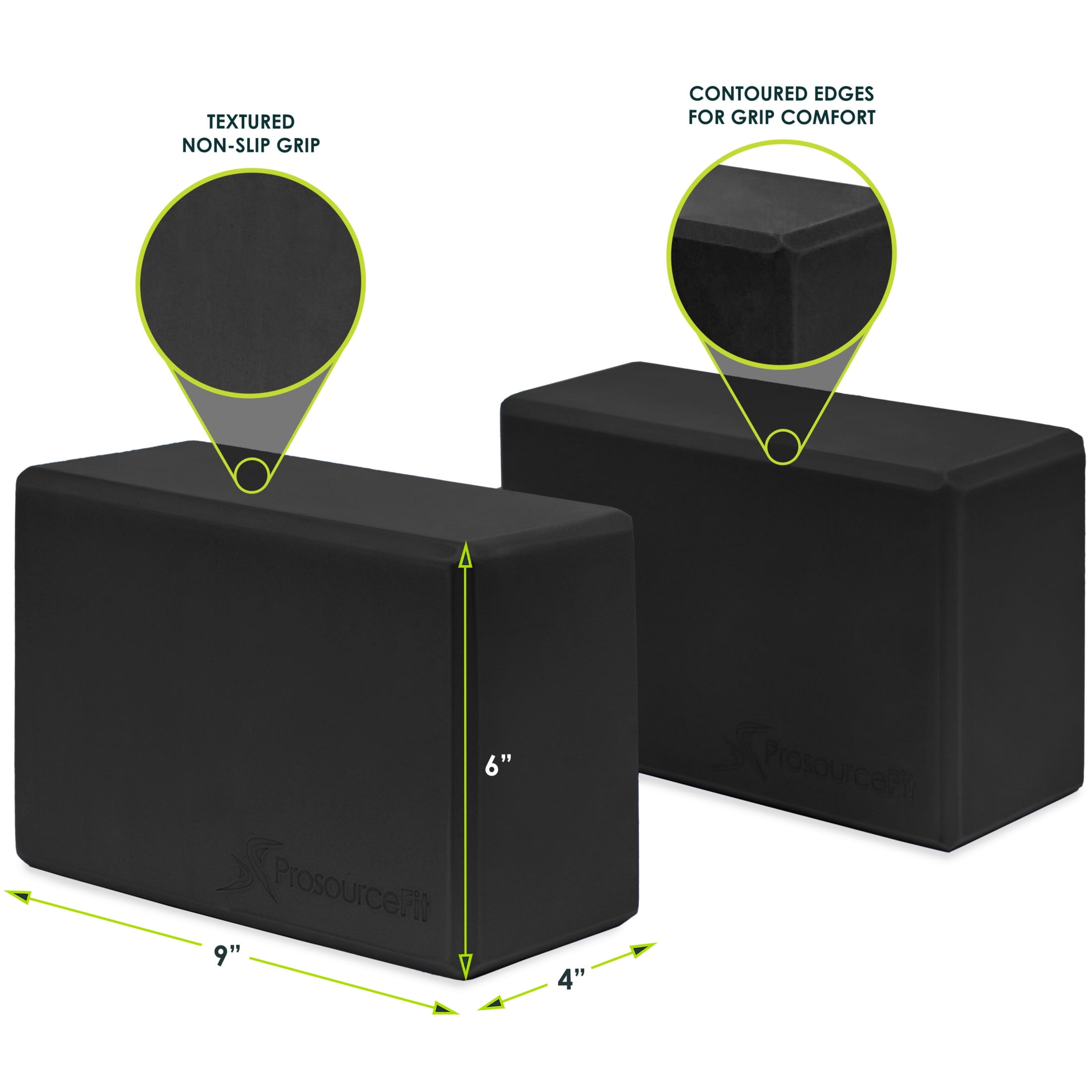 ProsourceFit Foam Yoga Blocks Set of 2, High Density EVA Foam 4x6x9