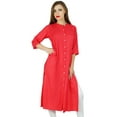 thumbnail image 1 of Bimba Kurta Longue Droite Boutonnée en Rayonne pour Femmes, Blouse Formelle Ethnique, 1 of 8