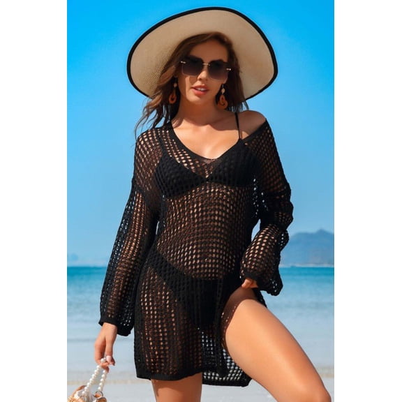 Crochet Side Split Beach Coverups Swimwear Dress