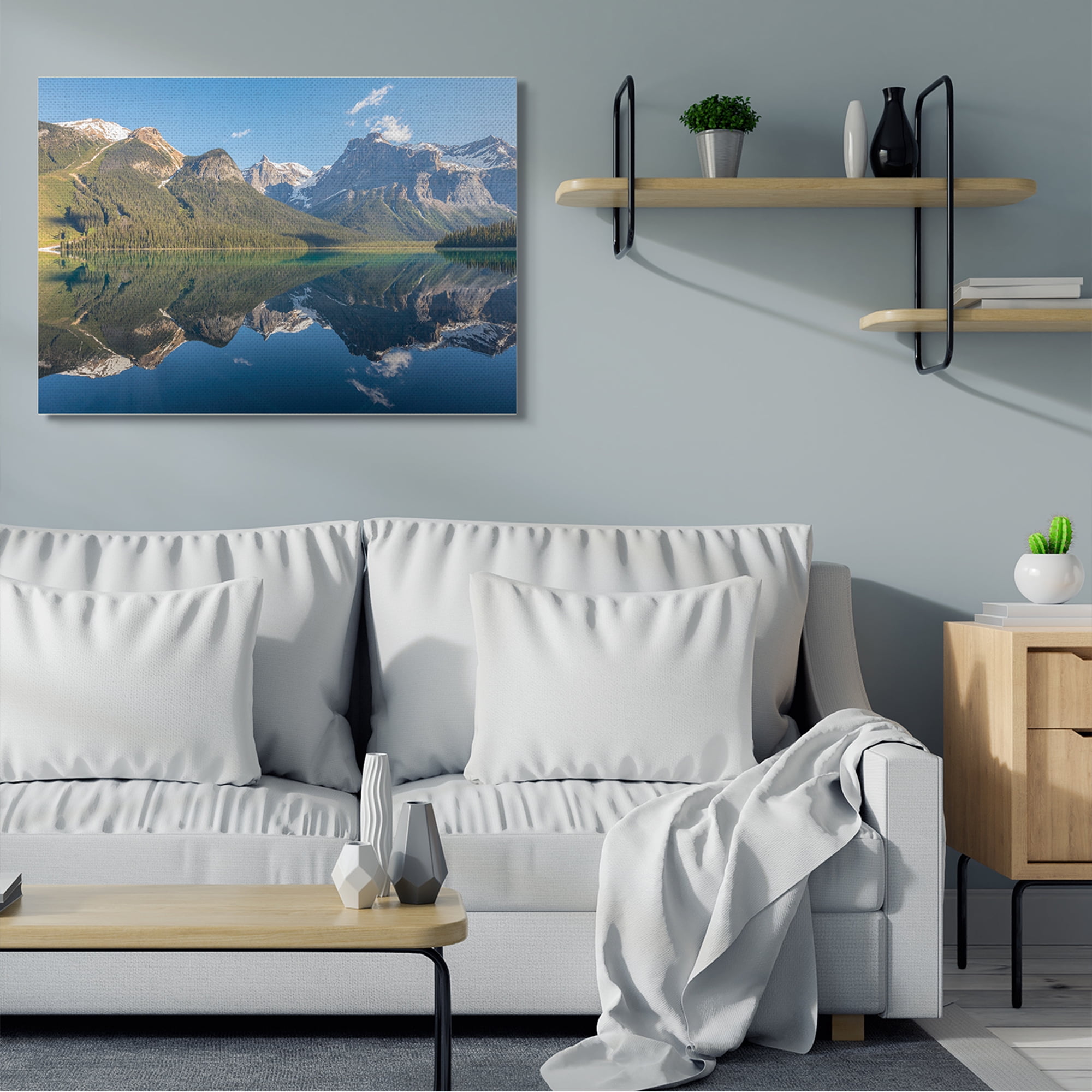Stupell Industries Countryside Mountain Range Reflective Lake Landscape,36 x 48,Designed by Dave Gordon