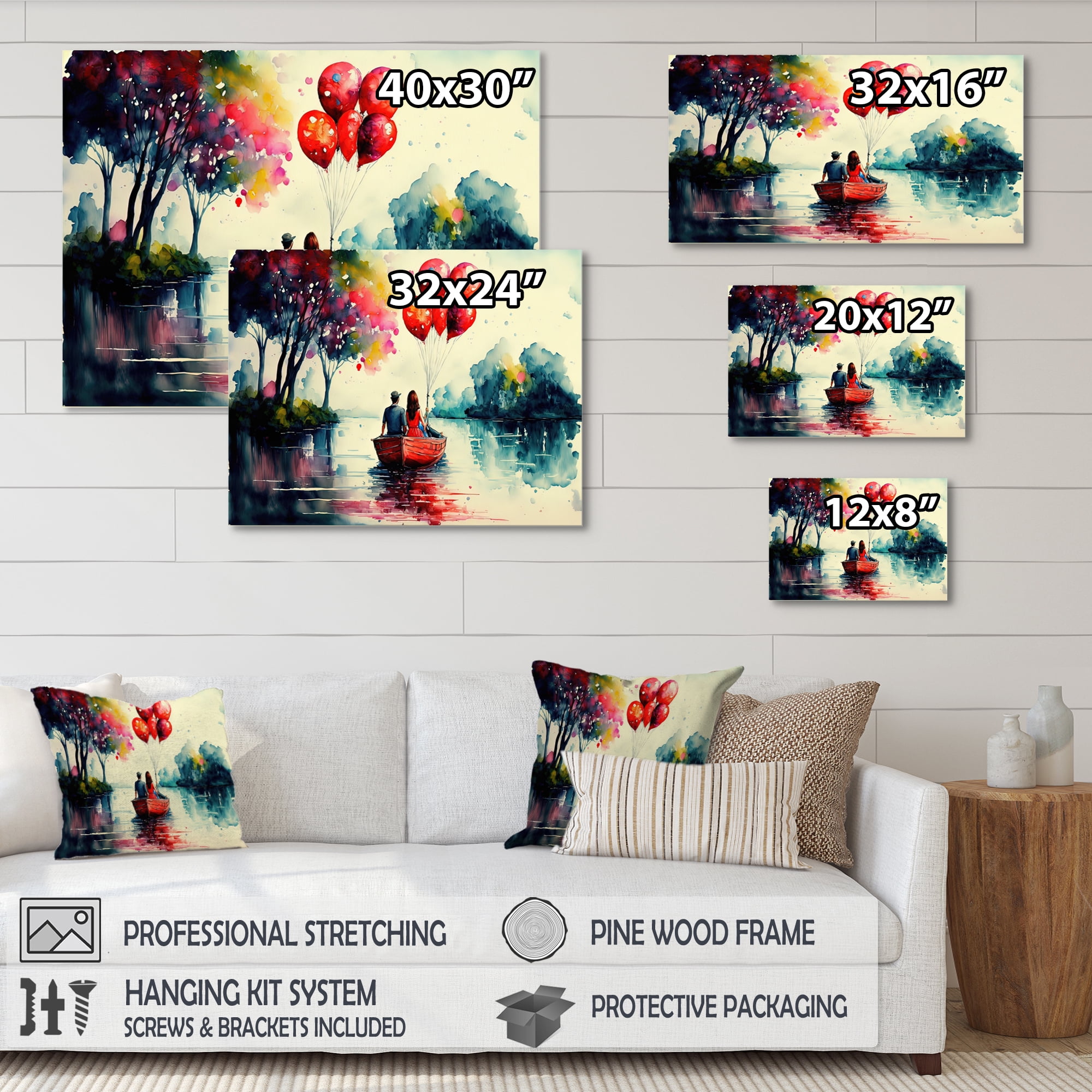 Designart Romantic Couple On The Water III Canvas Wall Art