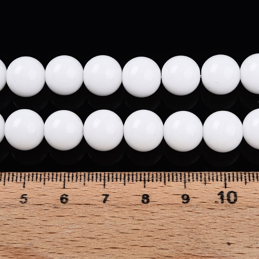 Baking Painted Opaque Glass Beads Strands Round White 10mm Hole: 1mm about 40pcs/strand 15.16''(38.5cm)