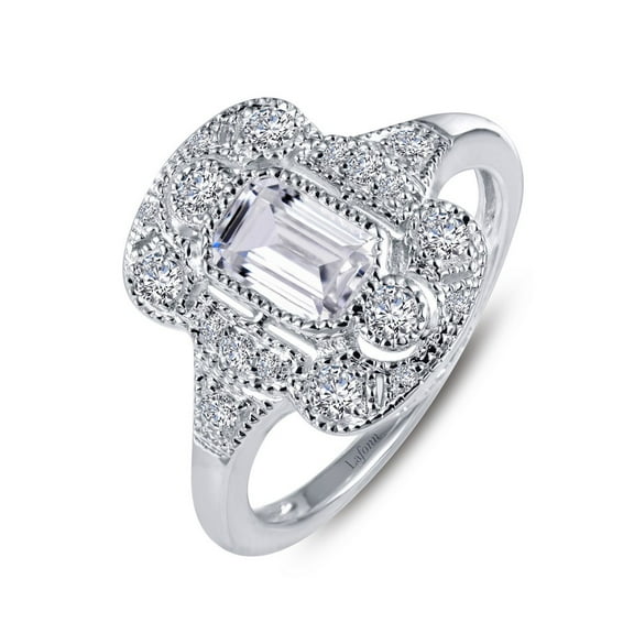 Lafonn Heritage Sterling Silver Platinum Plated Lassire Simulated Diamond Ring (0.99 CTTW)