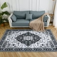 thumbnail image 3 of YJ.GWL Soft Boho Area Rug Vintage Floral Print Rugs Low-Pile Accent Carpets for Living Room Bedroom Home Decor,4'X6',Black, 3 of 7