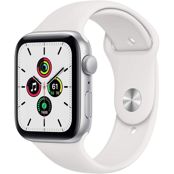Restored Apple Watch SE (GPS, 44mm) - Aluminum Silver Case - White Sport Band (Refurbished)
