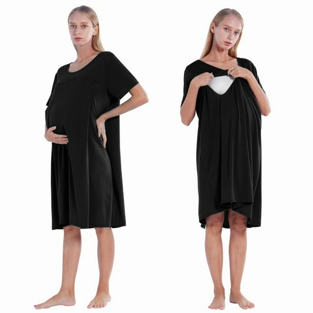 Nursing Gown for Maternity Women Nightgown Short Sleeve Breastfeeding