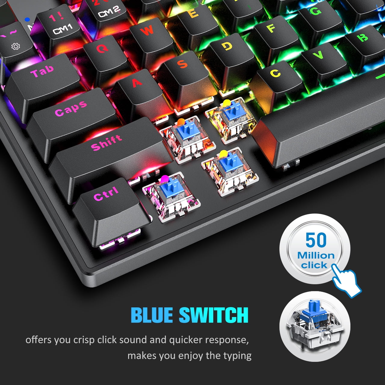 Buy PICTEK Mechanical Keyboard, 96 Keys RGB Gaming Keyboard with Blue