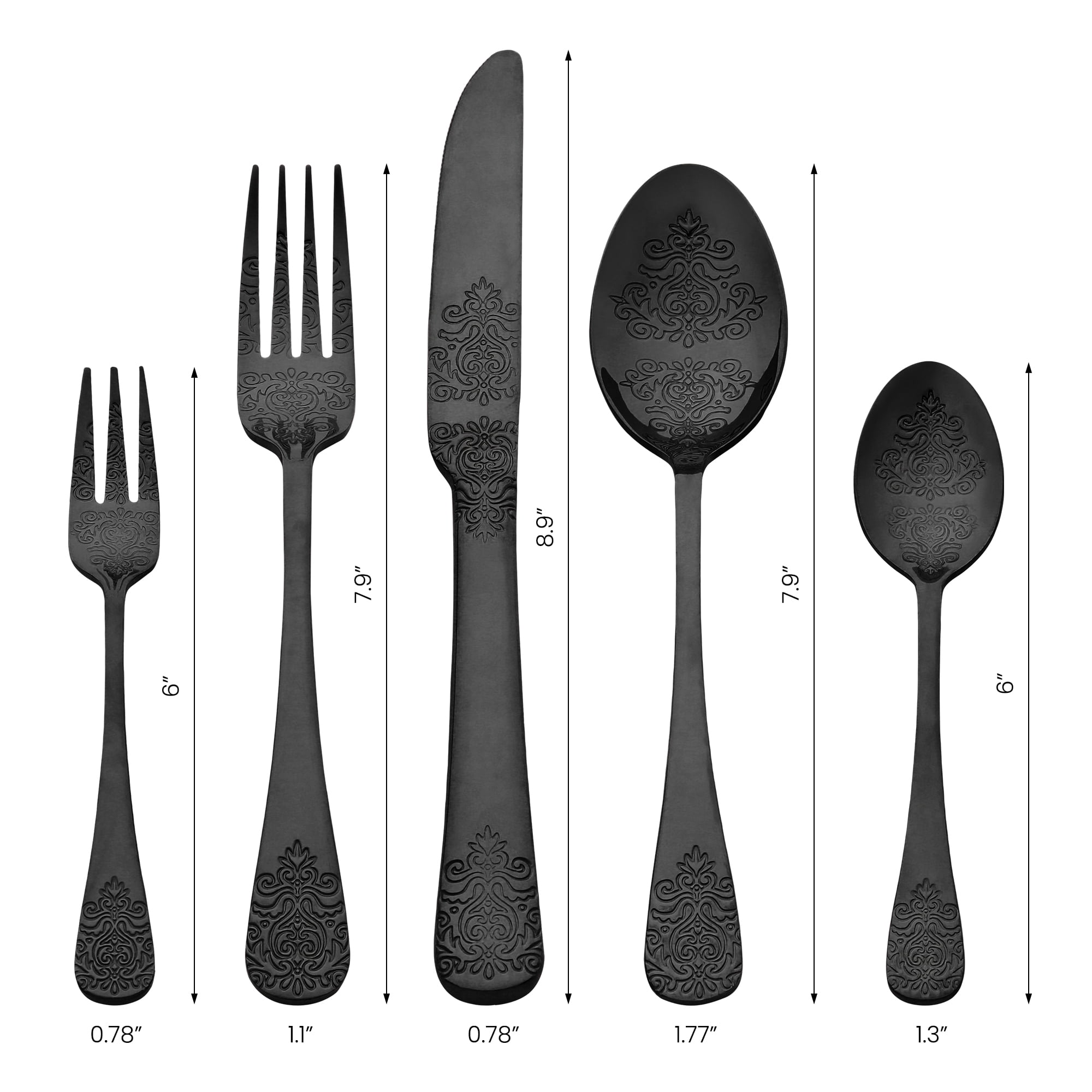 Unique Bargains 30 Pieces Modern Stainless Steel Silverware Set for 6 Black