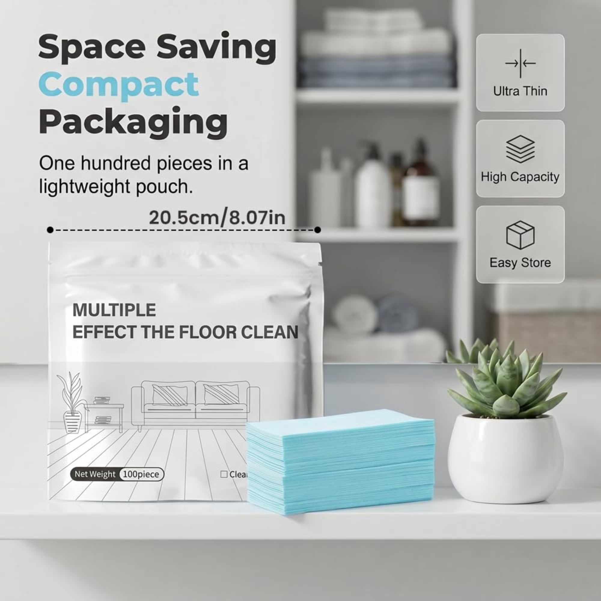 Ivovex Cleaning Sheets, Water Soluble Floor Cleaner Sheets for Mopping, Multi-Surface Cleaning Sheets for Sealed Hardwood, Tile, Vinyl & Laminate