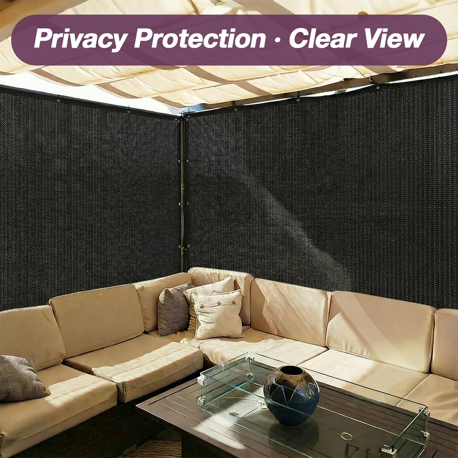 Jane Stone 90% Shade Fabric Sun Shade Cloth with Grommets,10'X14' Pergola Replacement Shade Cover Canopy for Garden Outdoor Patio,Black (We Make Custom Size)