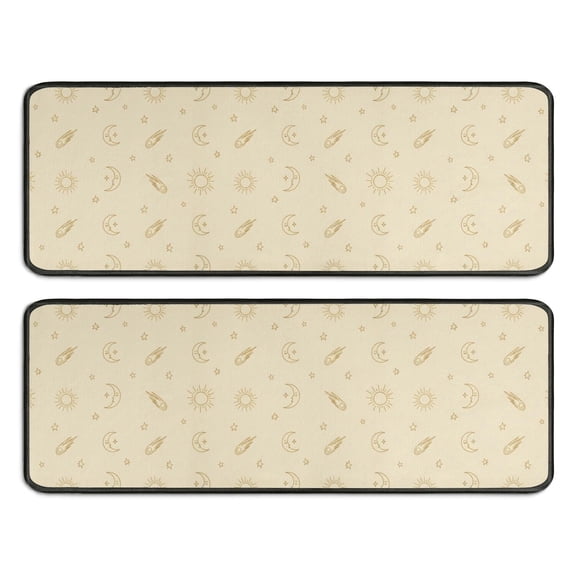 Kitchen Rugs Sets Of 2,Beige Celestial Pattern Anti Fatigue Kitchen Mat Rugs Non Slip Washable,Decorative Kitchen Floor Mats for Kitchen,Sink,Laundry,17"x47" 17"x47"