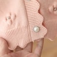 thumbnail image 5 of IVEYRTF Girls Floral Knit Button Cardigan Sweater Big Lapel Open Front Coat Soft Cozy Warm Outerwear for Toddler Kids Everyday Wear Casual Outfit(Pink#1,4-5 Years), 5 of 7