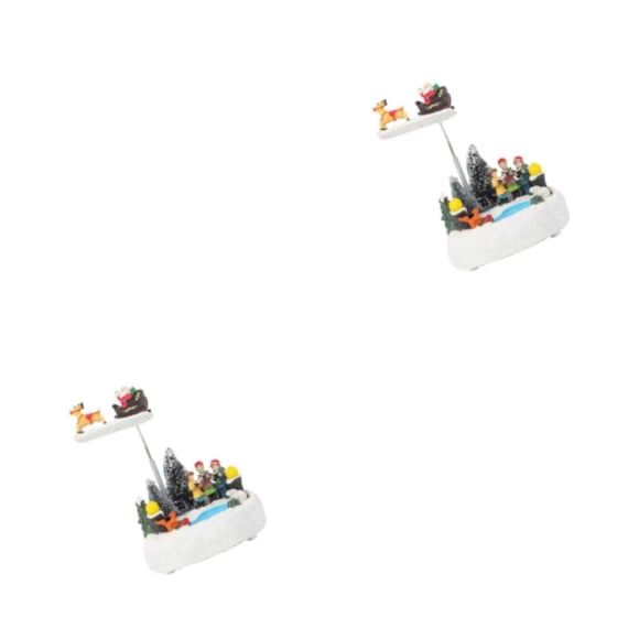 Bewildely Christmas Village Scene Musical LED Light Ornament Rotating 2piezas santa y venado